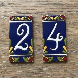 Mexican Talavera Painted Tiles House Numbers